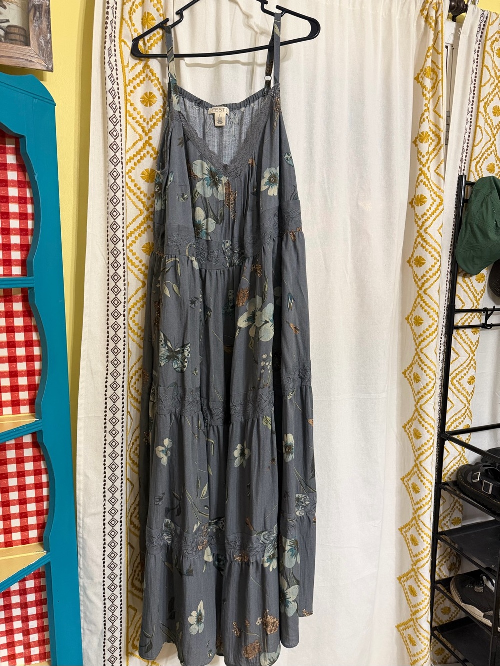 torrid Gray Floral Tiered Maxi Dress